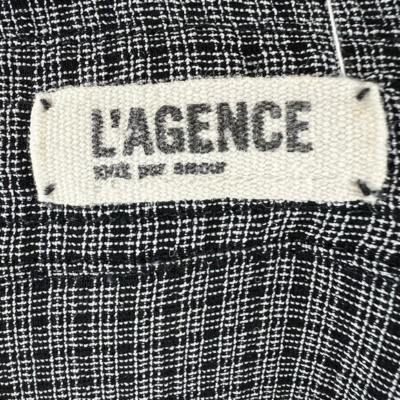 L'Agence Gray Black Blouse Checked V-Neck Collar Sleeveless Classic Pullover L? - Picture 8 of 8